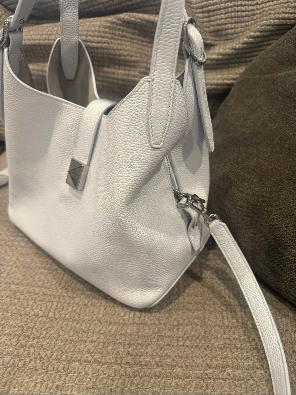 Minimalist light blue Leather Shoulder Bag